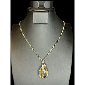 Banana Republic Stone Pendant Goldtone Chain Necklace 36” Long